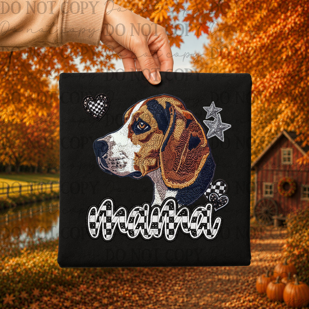 Beagles dog mama with checkered and stars (DKDBK) DTF Transfer