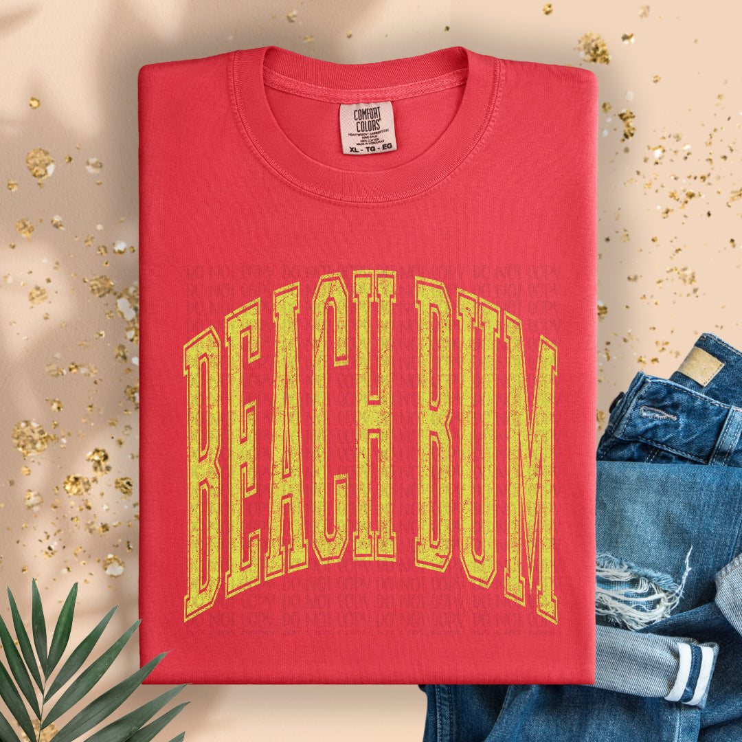 Beach bum varsity arched YELLOW (Scarlow) DTF Transfer