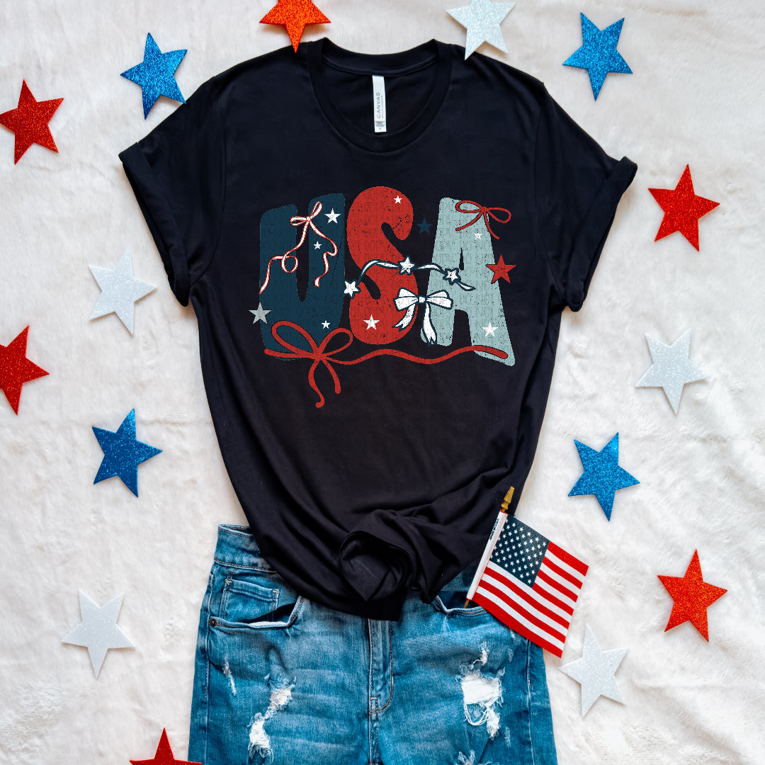 USA (blue red light blue w red bow) (Scarlow) DTF Transfer