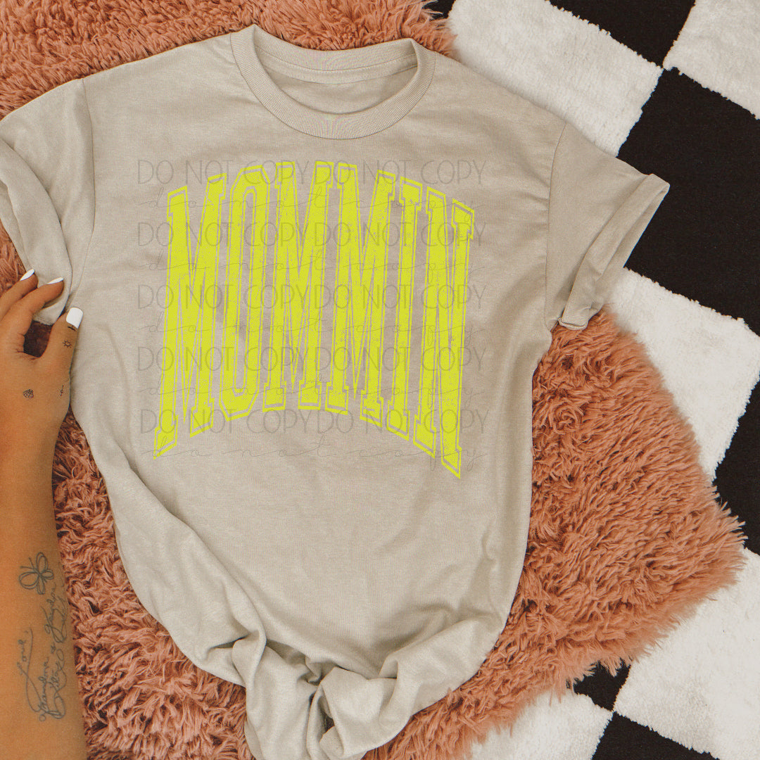 Mommin varsity arched YELLOW (Scarlow) DTF Transfer