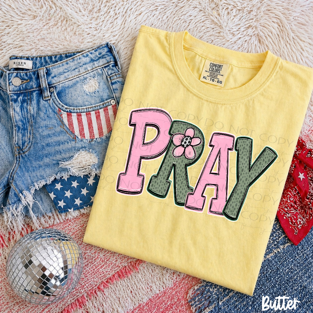 Pray pink and green (Texasgal) DTF Transfer