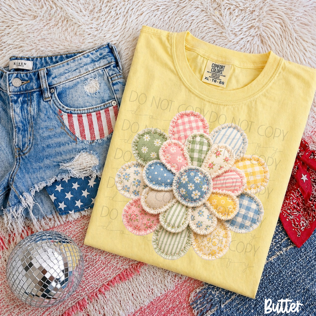 Patchwork flower (Texasgal) DTF Transfer