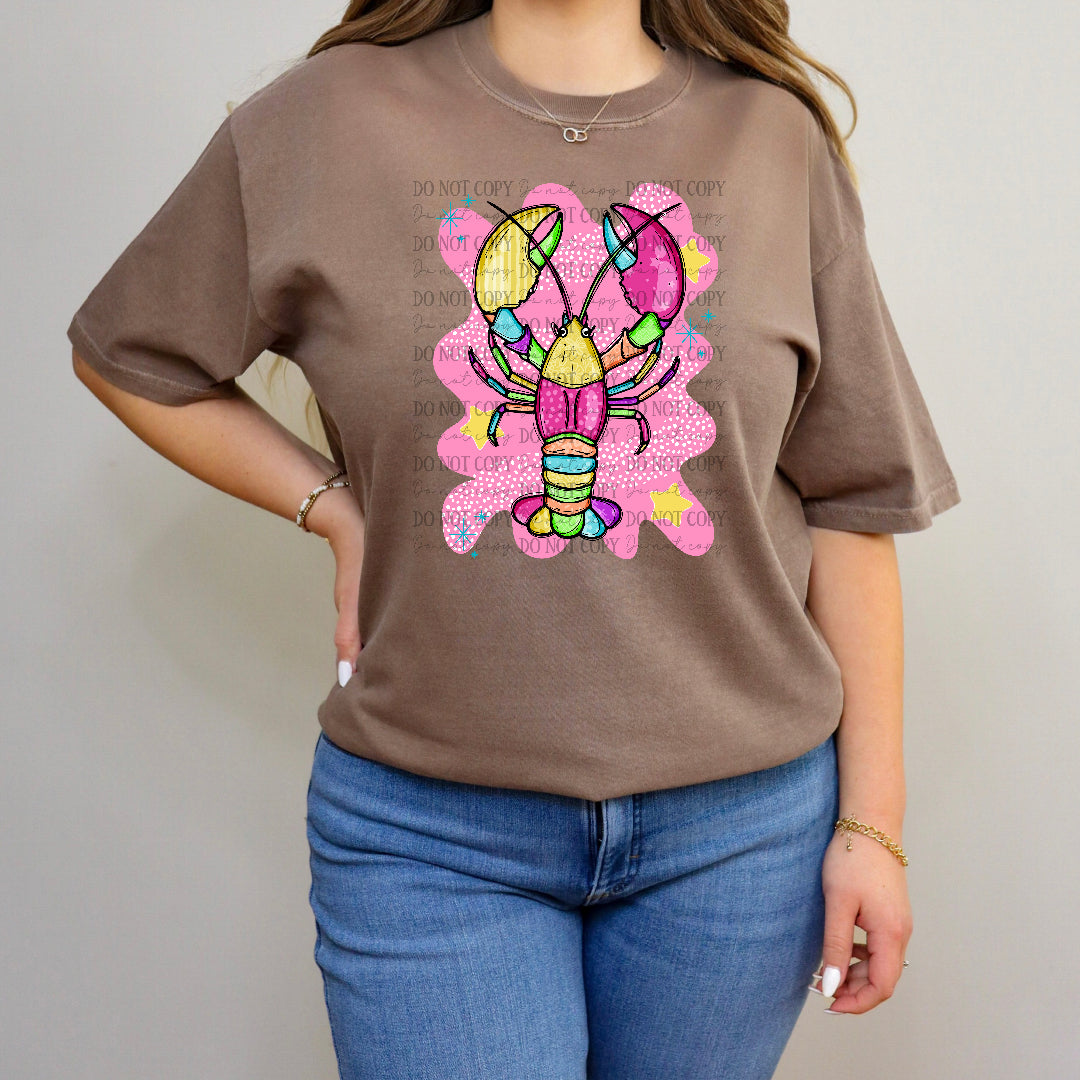 Colorful lobster squiggly pink frame (Carter) DTF Transfer