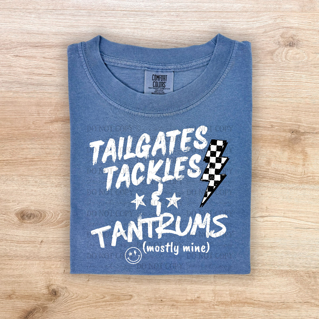 Tailgates tackles & tantrums WHITE (Texan) DTF Transfer