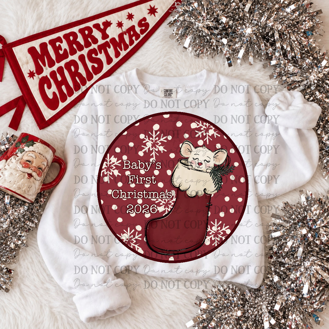 "Baby's first Christmas 2026 -RED (SG) DTF Transfer