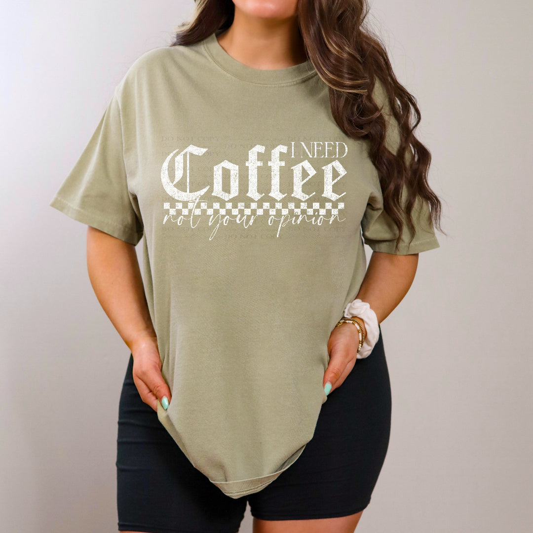 I need coffee not your option white checkered (Scarlow) DTF Transfer
