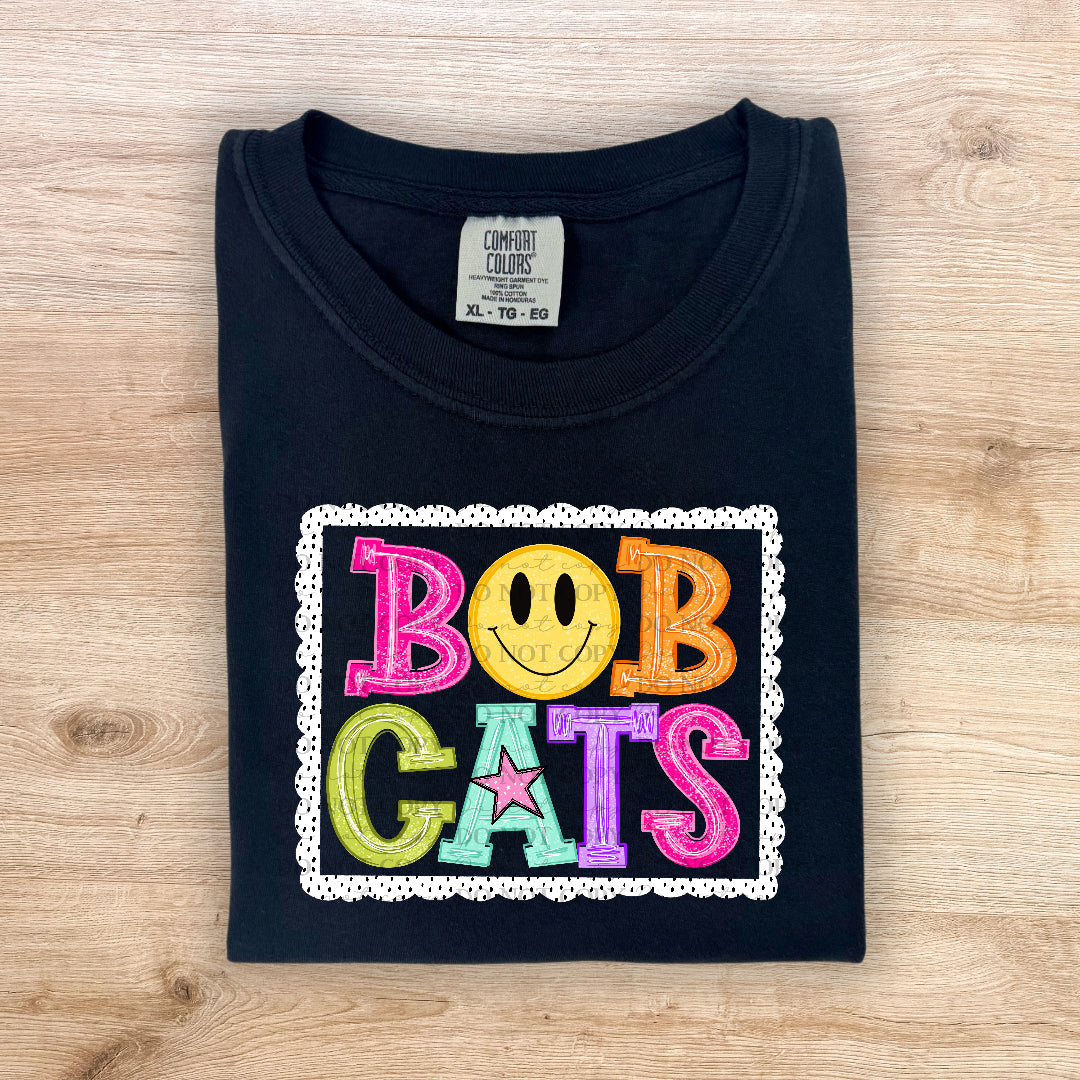 Bobcats polka dot scalloped frame (Carter)DTF Transfer