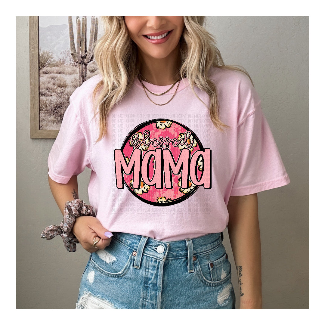 Blessed mama floral pink circle (OHDD) dtf transfer