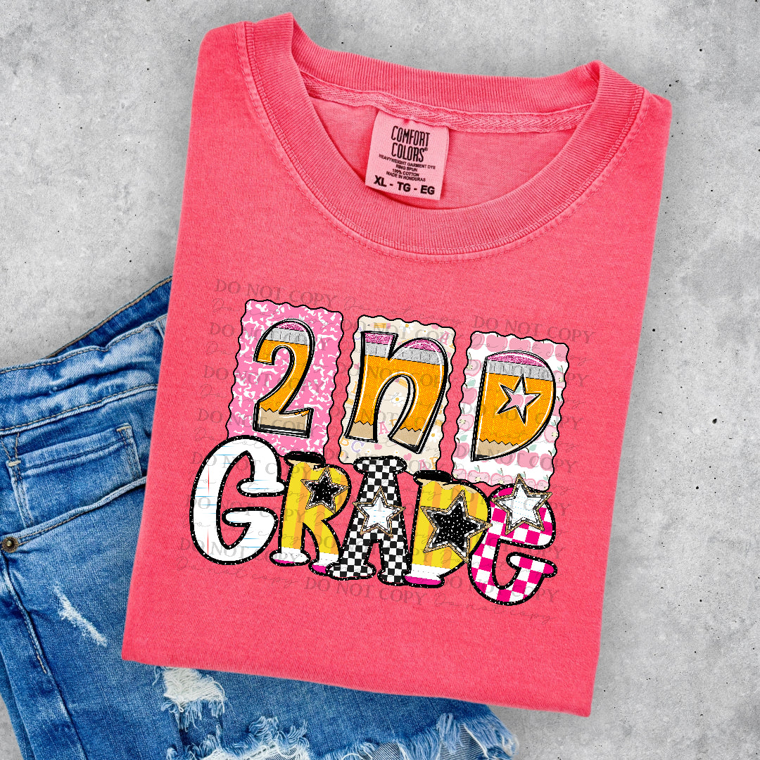 2nd grade pencil frames (DKD) DTF Transfer
