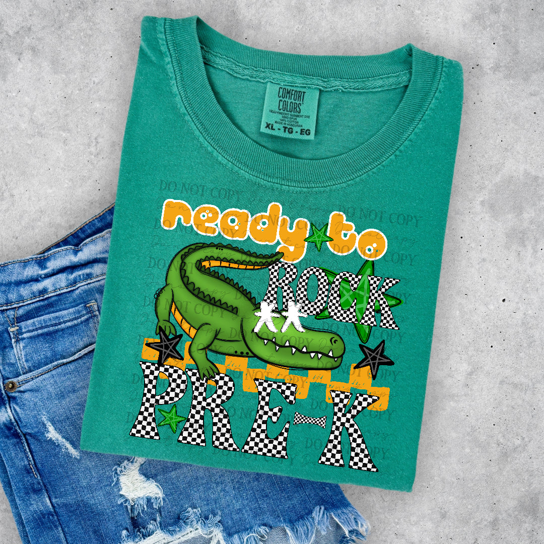 Ready to rock pre-k yellow words (DKD) DTF Transfer