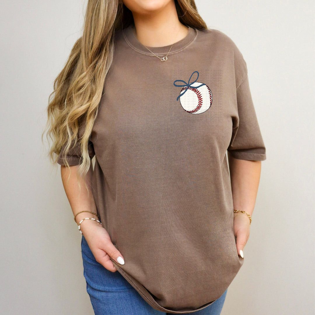 Baseball with NAVY bow (Wildflower Wrangler) DTF Transfer