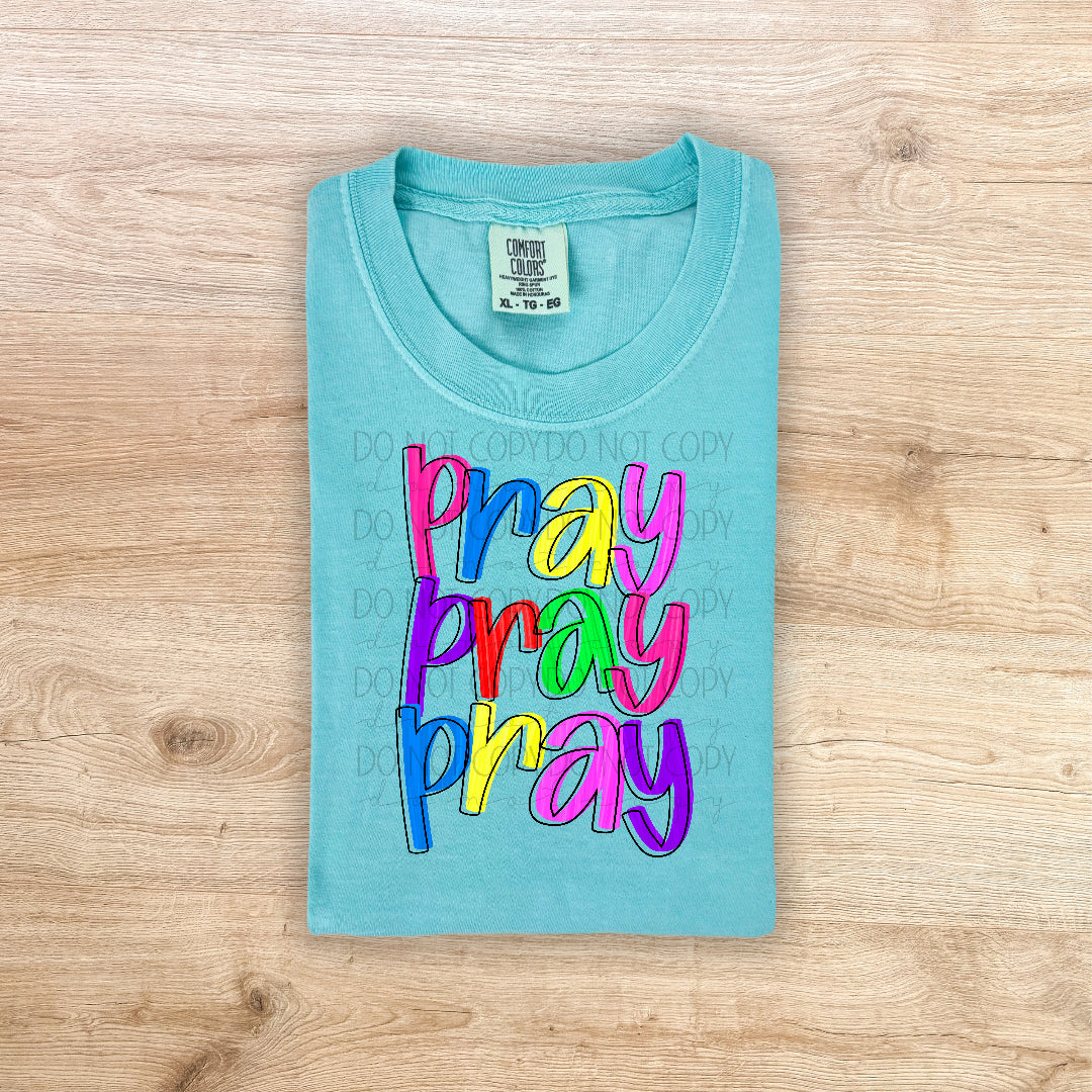 Pray stacked colorful (Texasgal) DTF Transfer