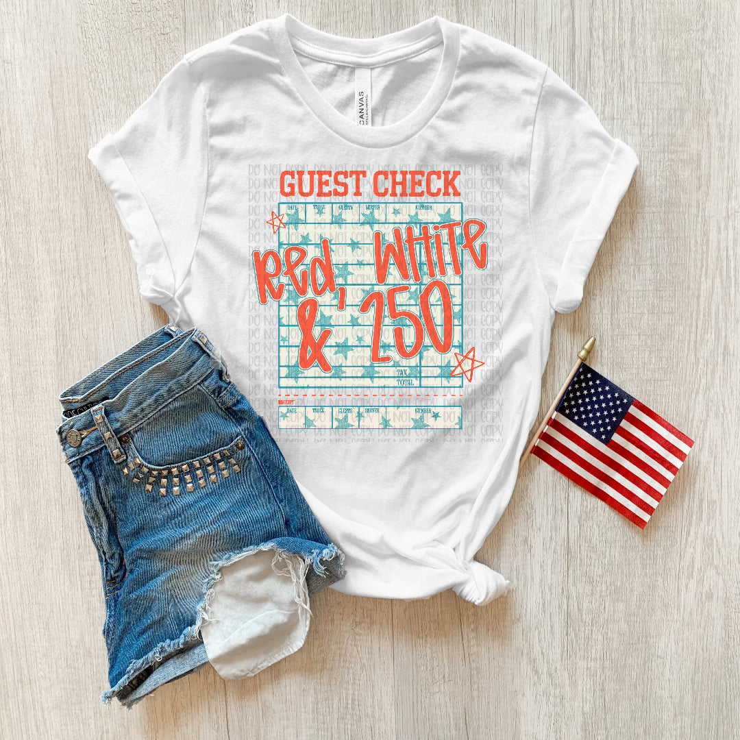 Red, white, & 250 guest check (OHDD) DTF Transfer