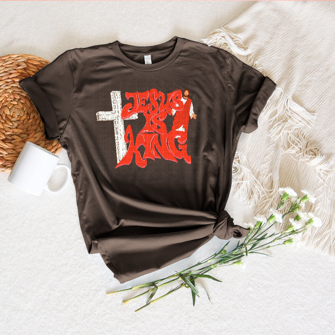 Jesus is king WHITE wooden cross DTF Transfer