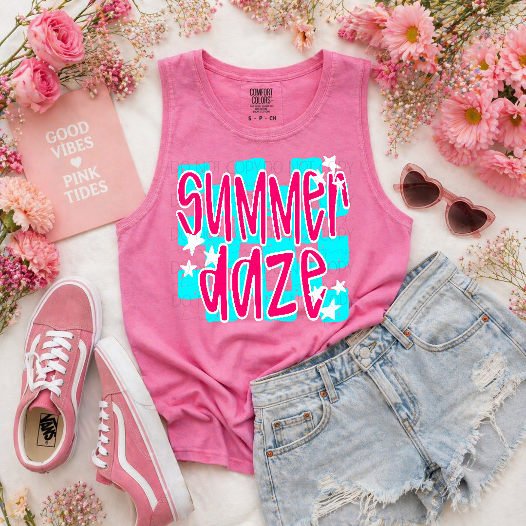 Summer daze blue checkered (CMLD) DTF Transfer