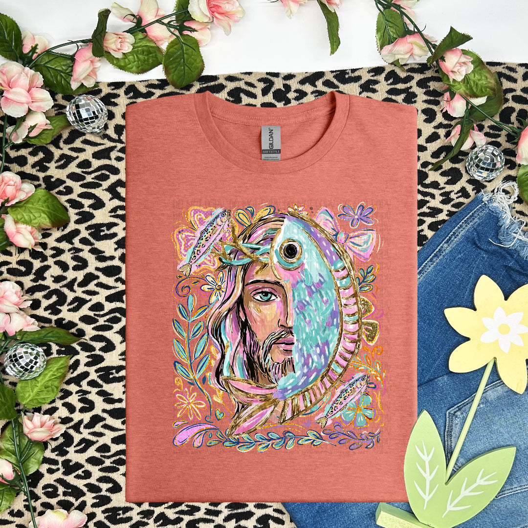 Half Jesus half fish (SDD) DTF Transfer