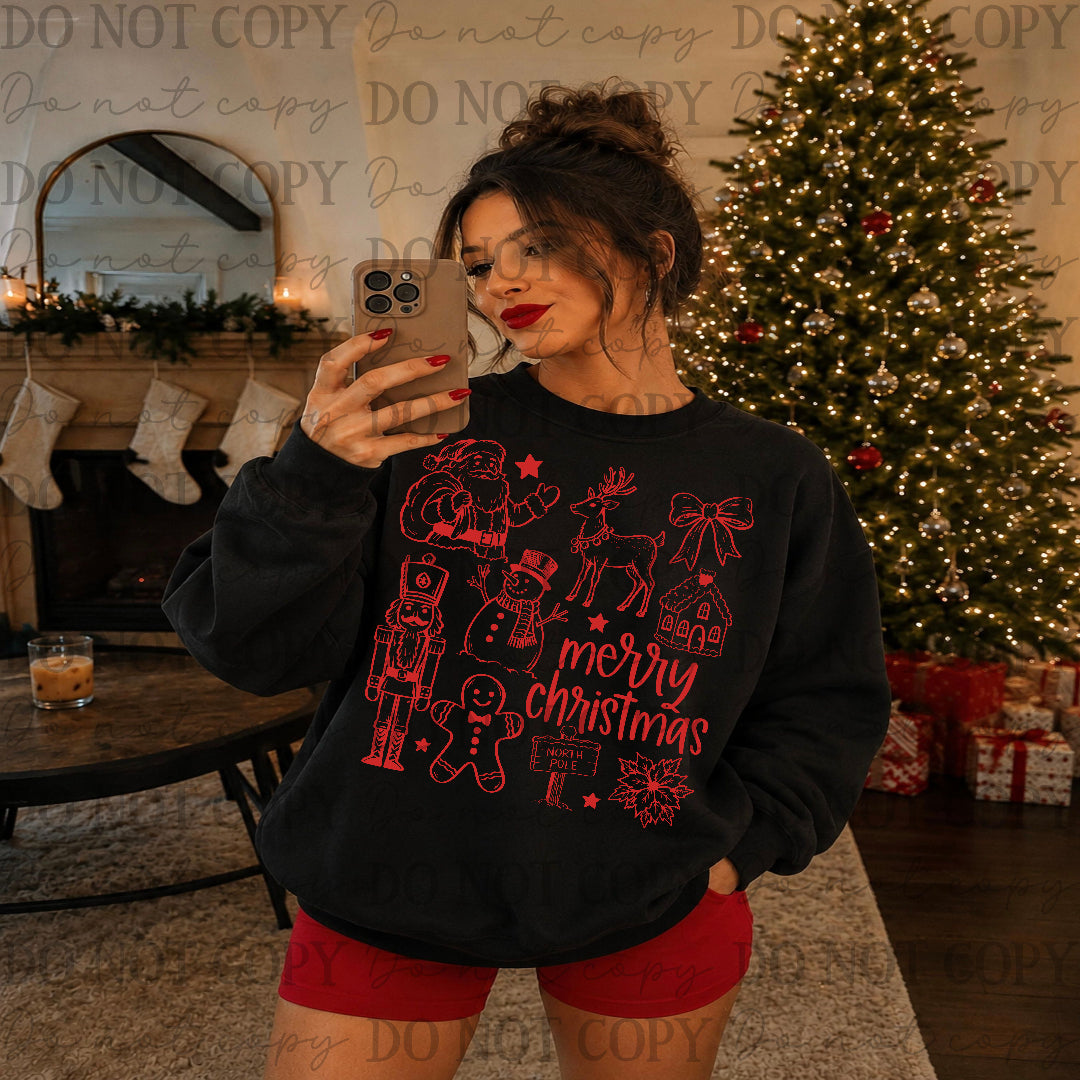 Merry Christmas collage - Red (Scarlow) DTF transfer