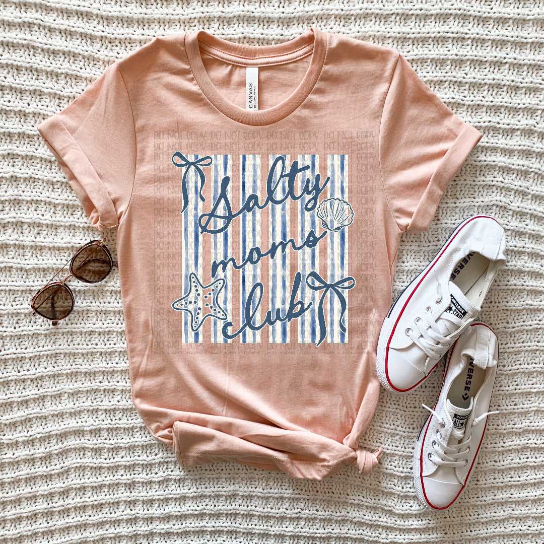Salty moms club coastal stripes DTF transfer