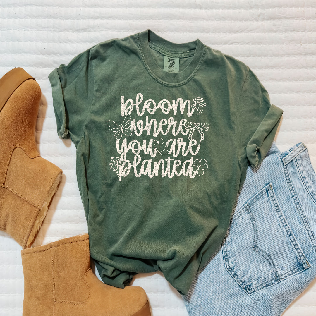 Bloom where you are planted CREAM (Scarlow) DTF Transfer