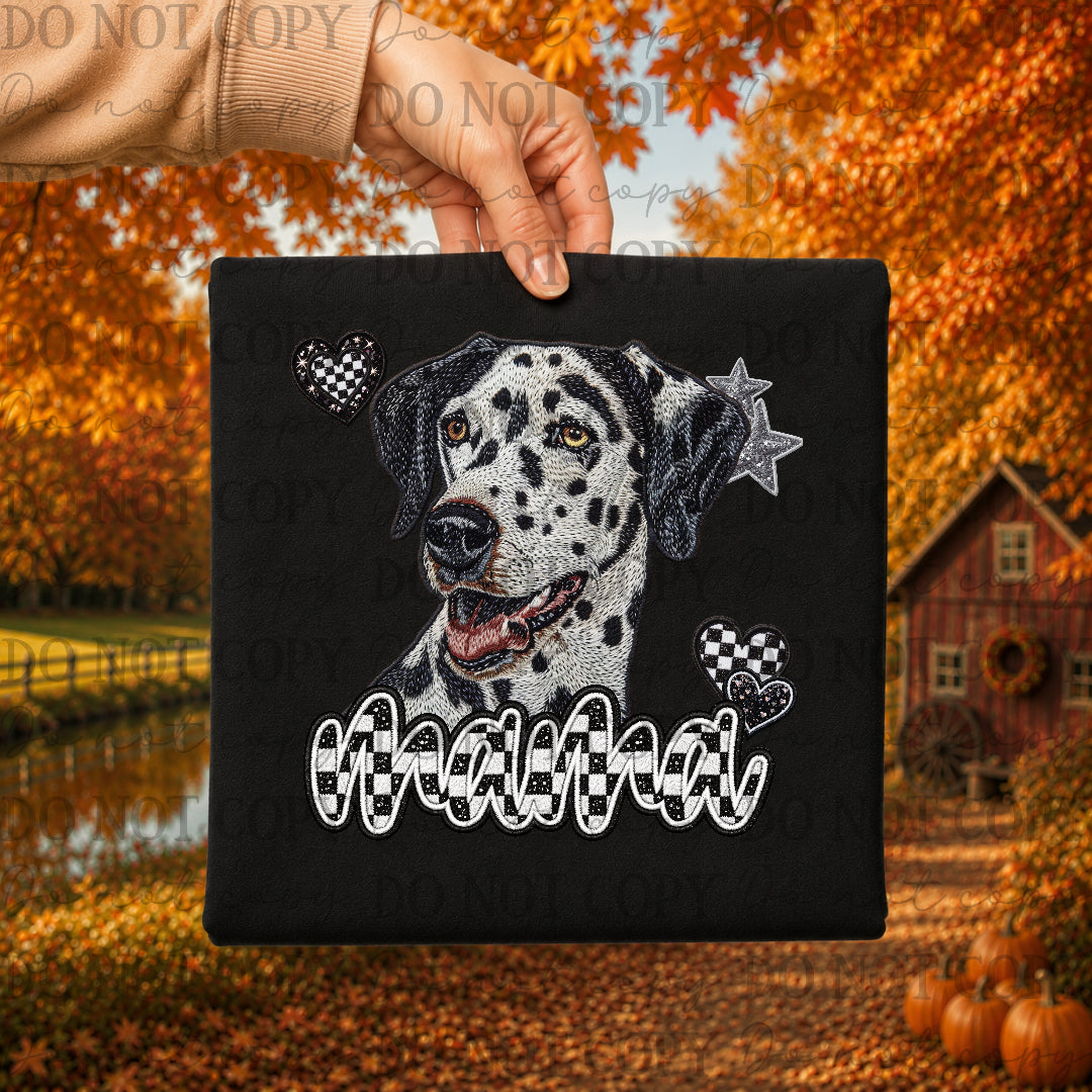 Dalmation dog mama with checkered and stars (DKDBK) DTF Transfer