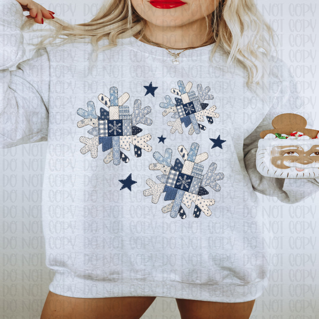 Blue snowflake patches (Scarlow) DTF Transfer