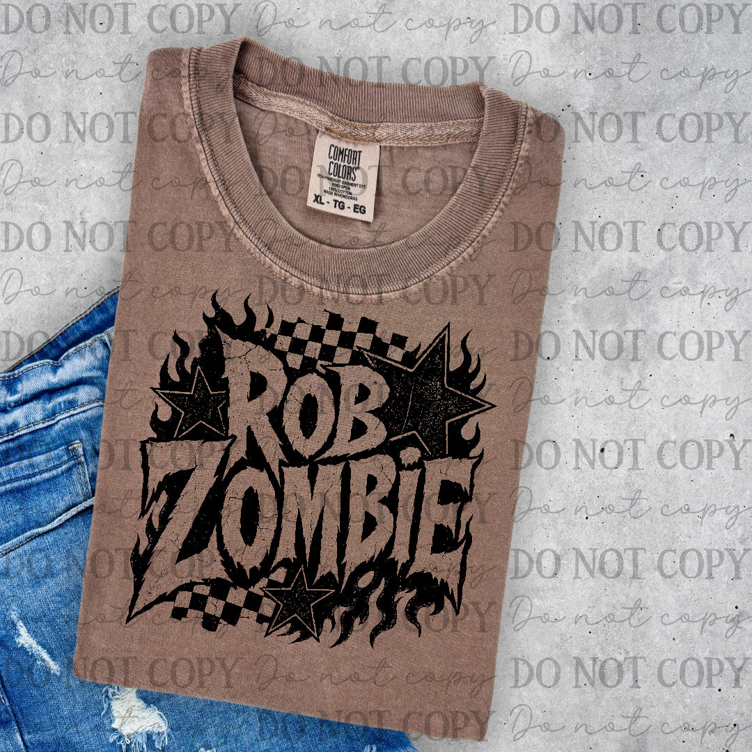 Rob zombie - checkered back ground (Lyttle) DTF Transfer