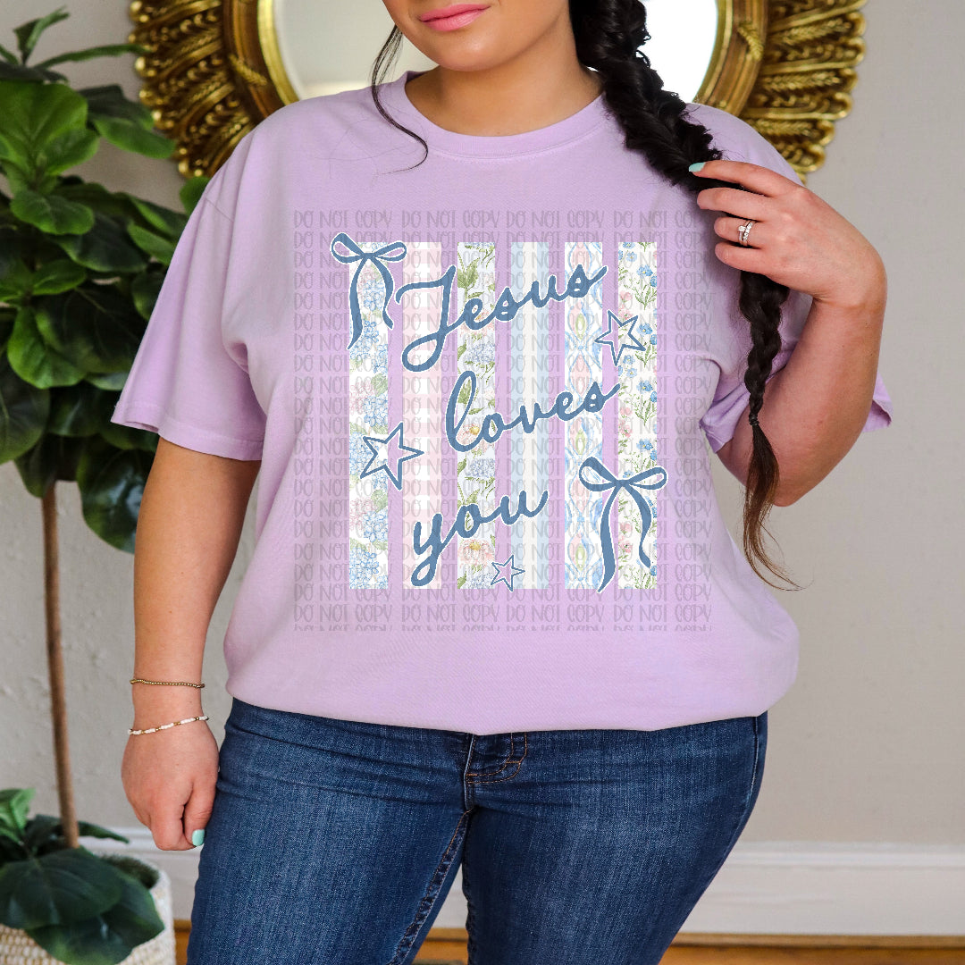 Jesus loves you beach stripes Sunday Special DTF transfer