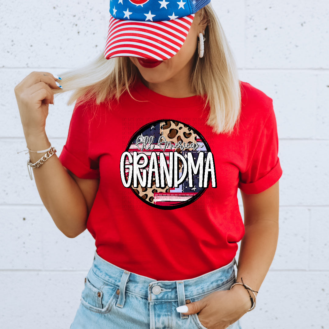 All American grandma leopard circle (OHDD) DTF Transfer