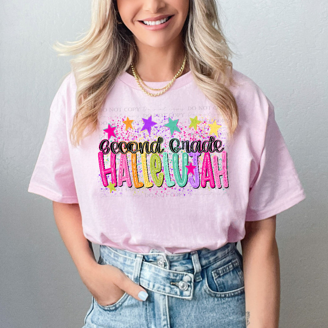Second grade hallelujah splatter stars (SSD) DTF Transfer