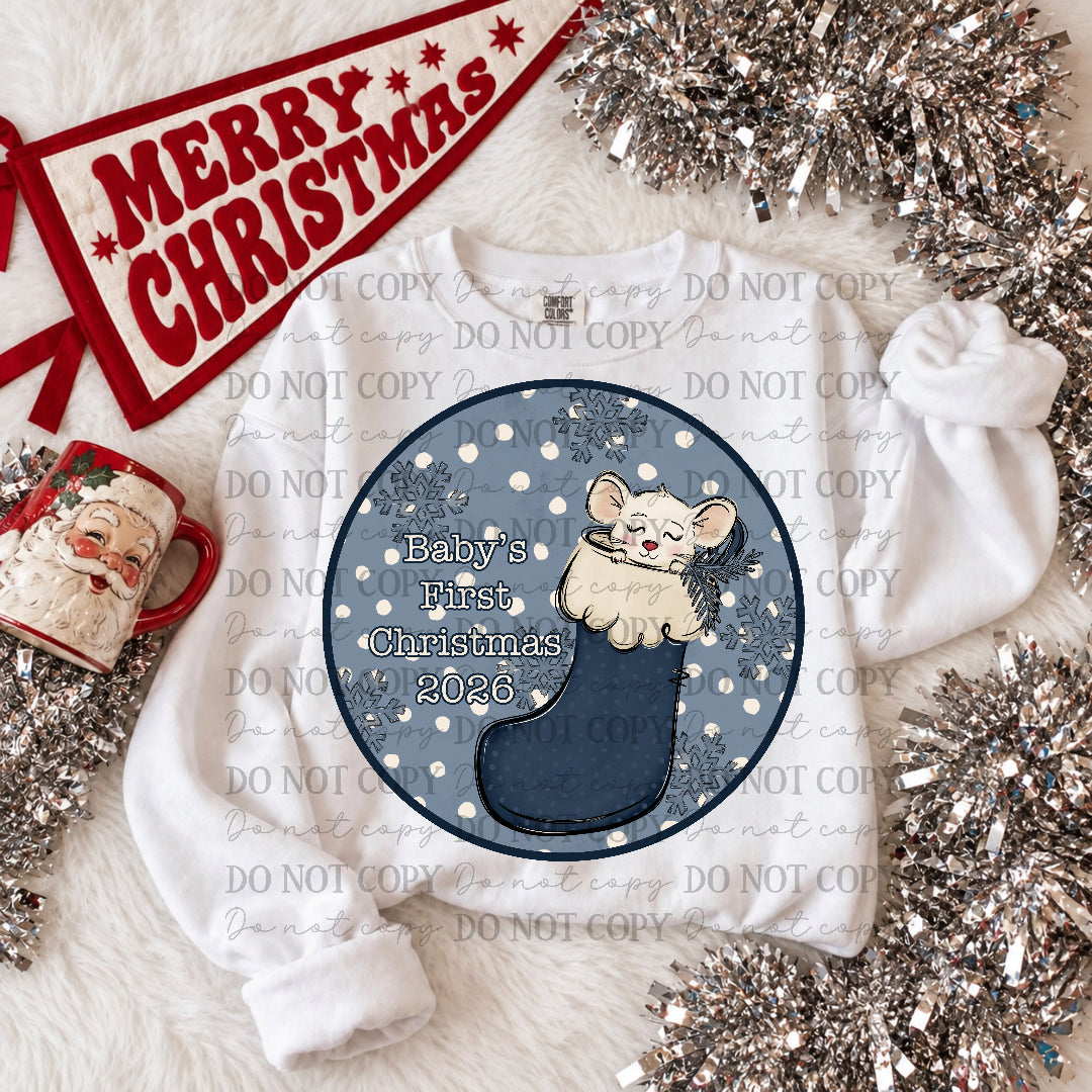 "Baby's first Christmas 2026 BLUE (SG) DTF Transfer