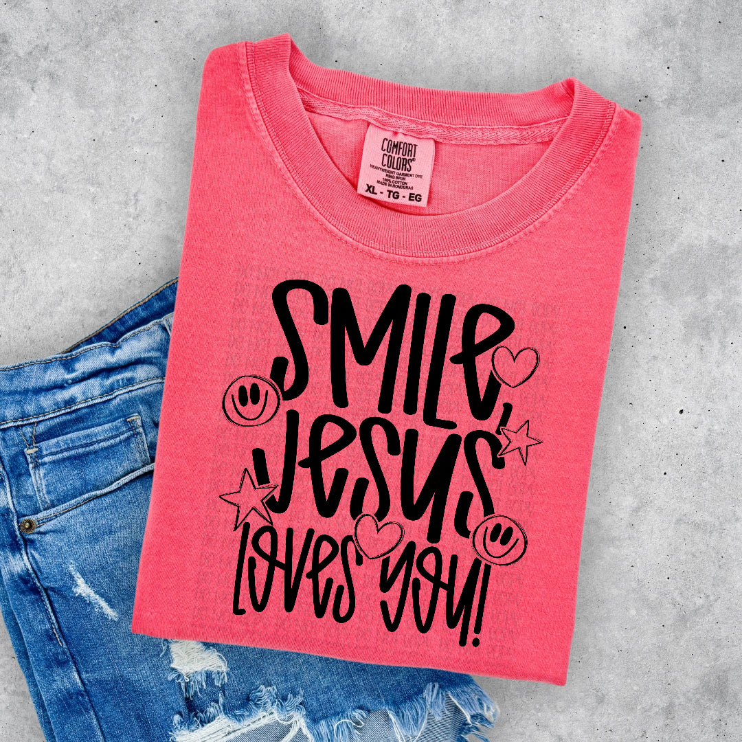 Smile Jesus loves you BLACK (OHDD) DTF Transfer