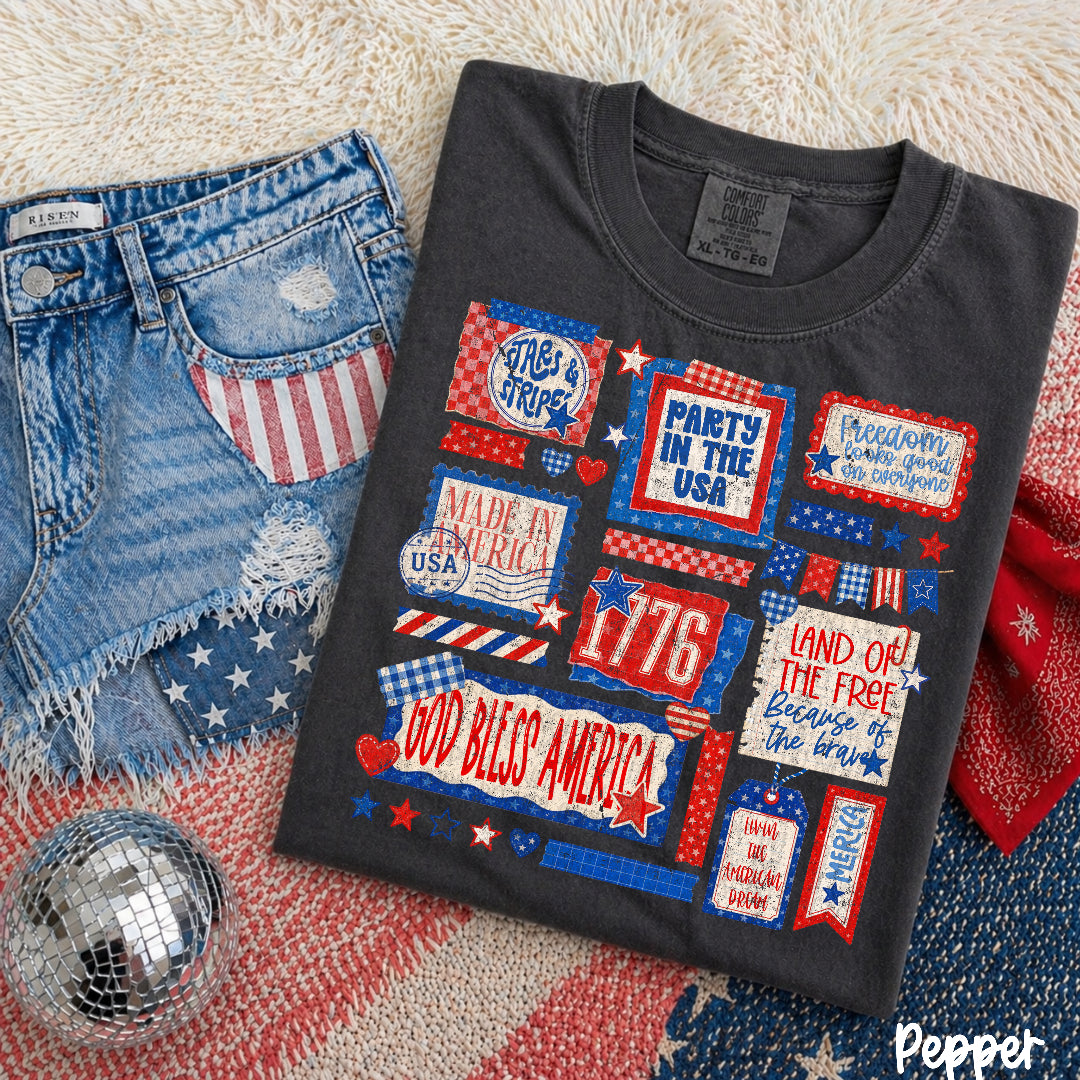 4th of July DISTRESSED collage (Scarlow) DTF Transfer