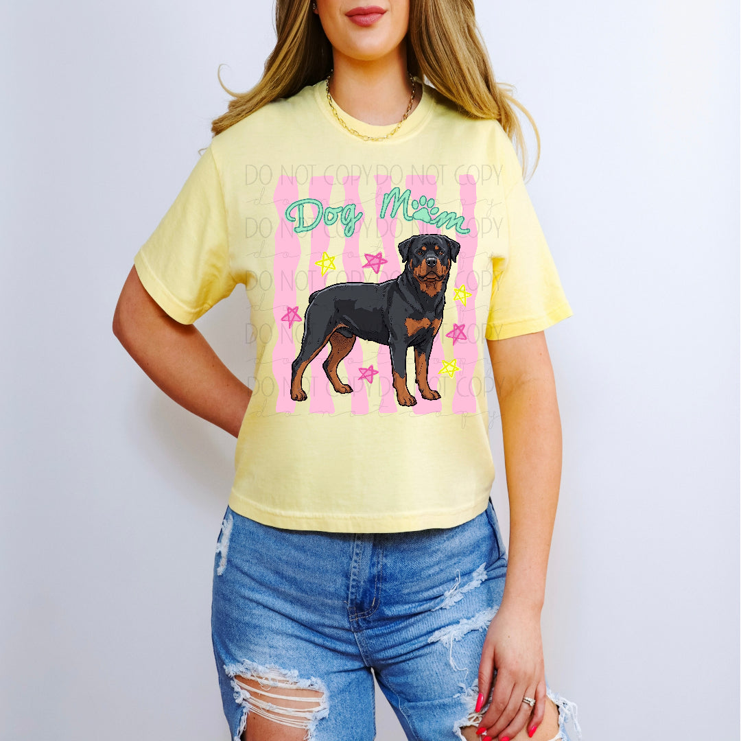 Rottweiler dog mom pink stripes (UAC) DTF Transfer
