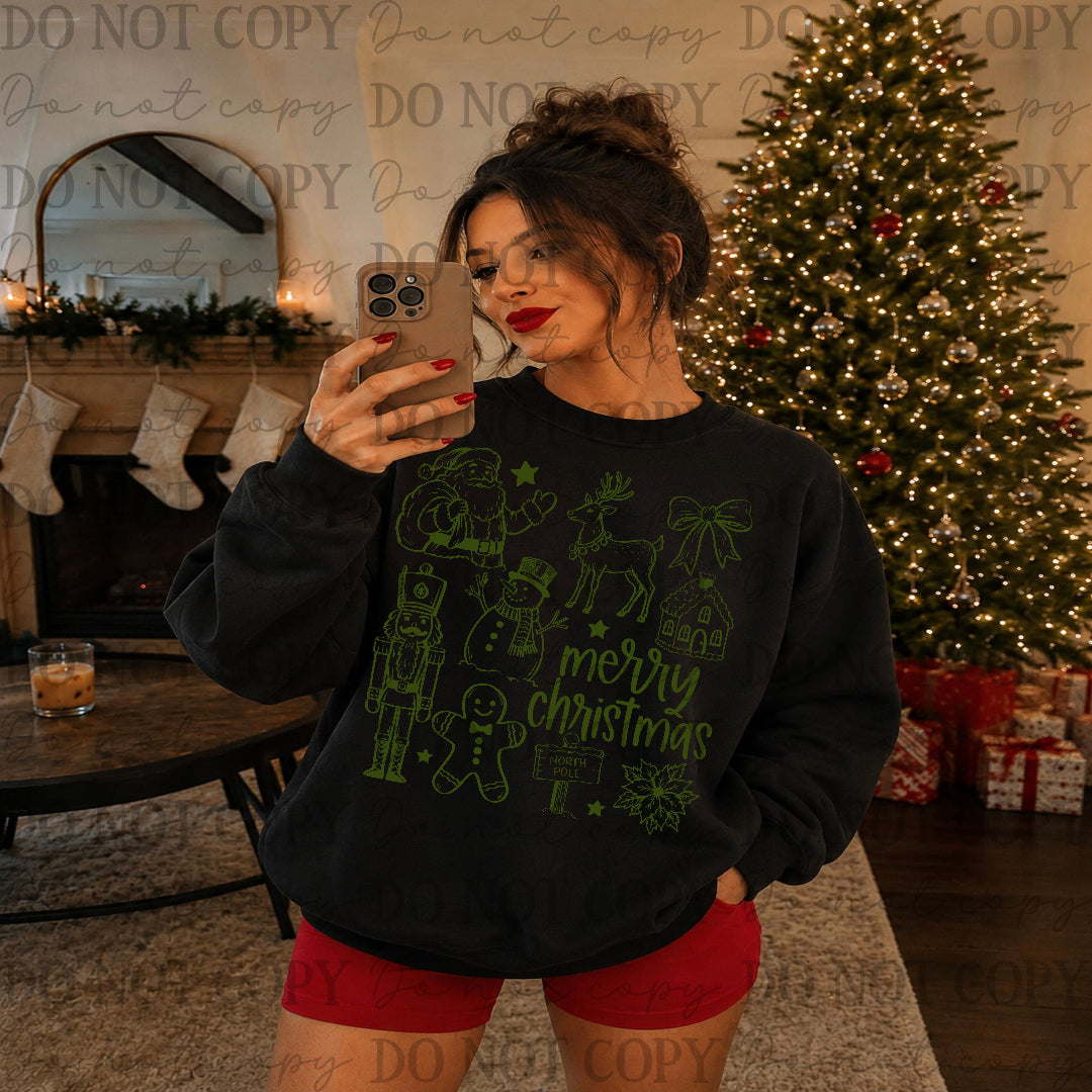 Merry Christmas collage - Green (Scarlow) DTF transfer