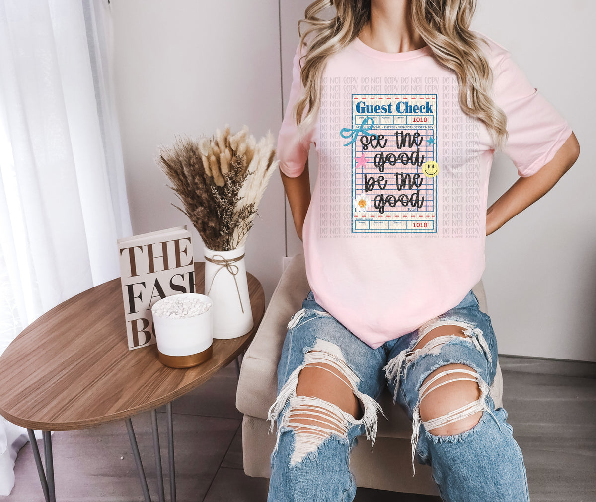 See the good be the good guest check (Scarlow) DTF Transfer