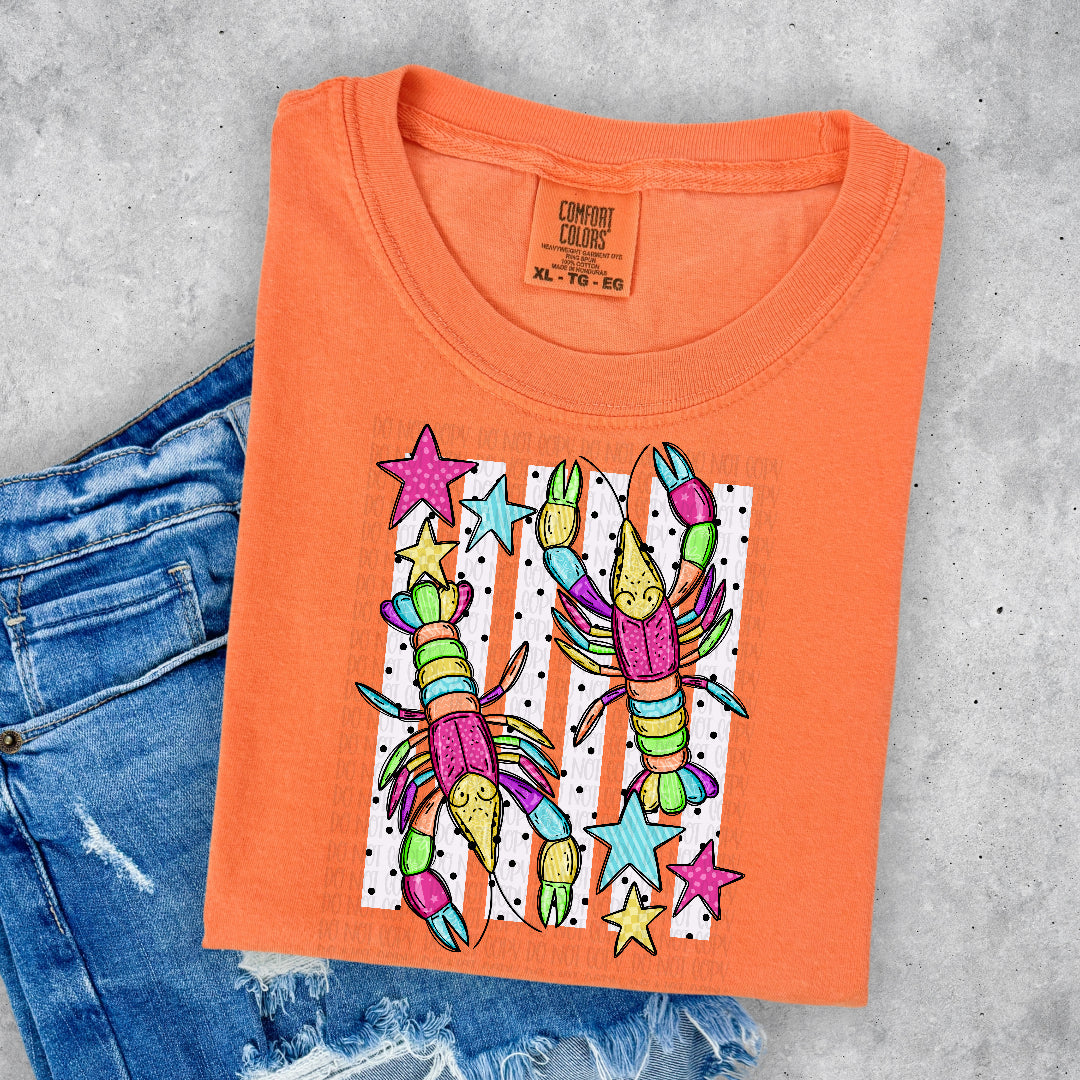 Colorful crawfish striped background (Carter) DTF Transfer