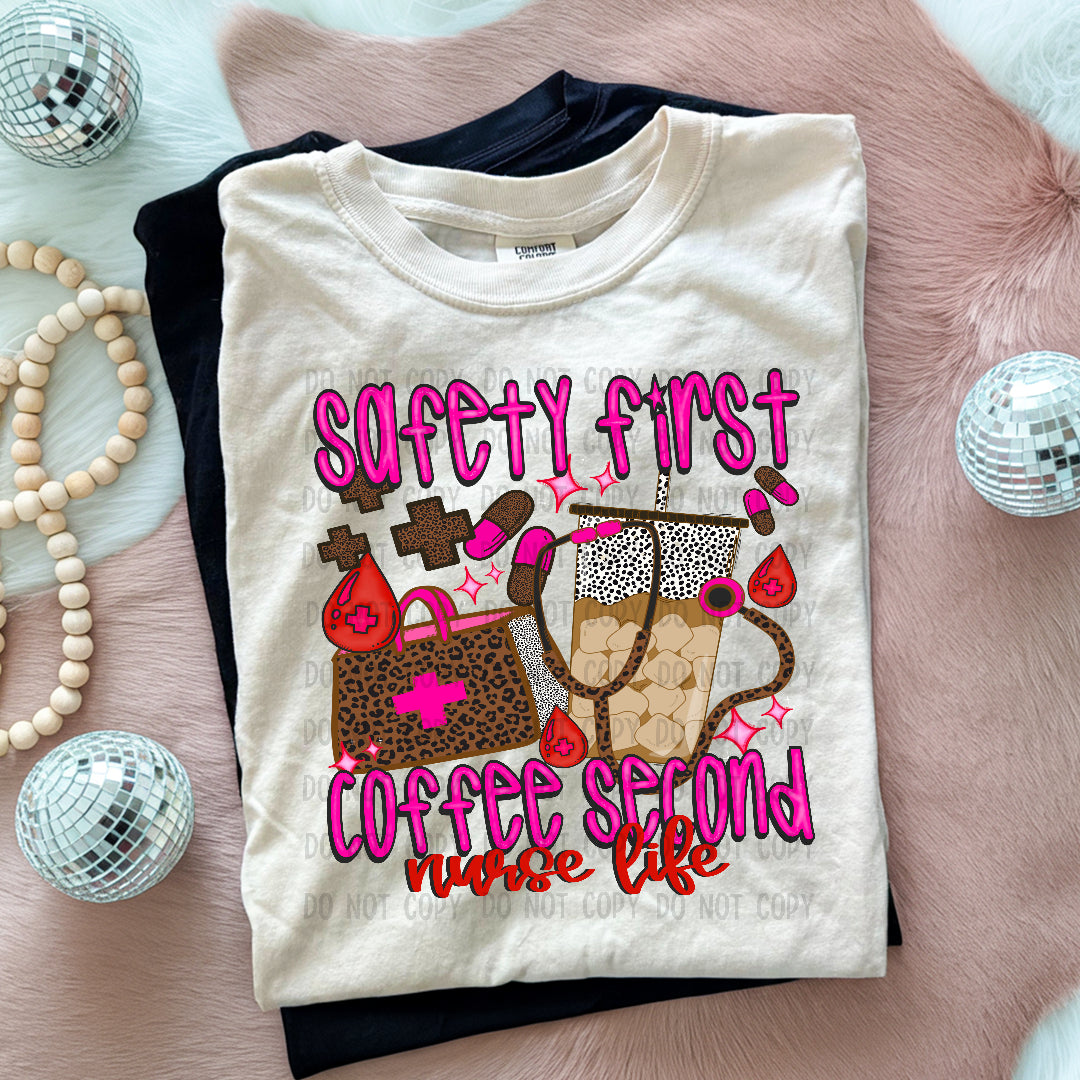Safety first coffee second (JBD) DTF Transfer