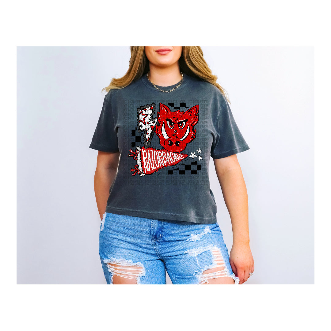 Razorbacks lightning bolt mascot flag (OHDD) DTF Transfer