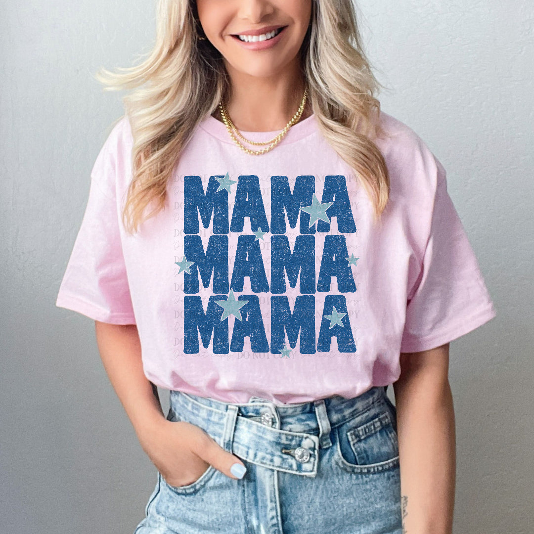 Mama stacked blue stars (Scarlow) DTF Transfer