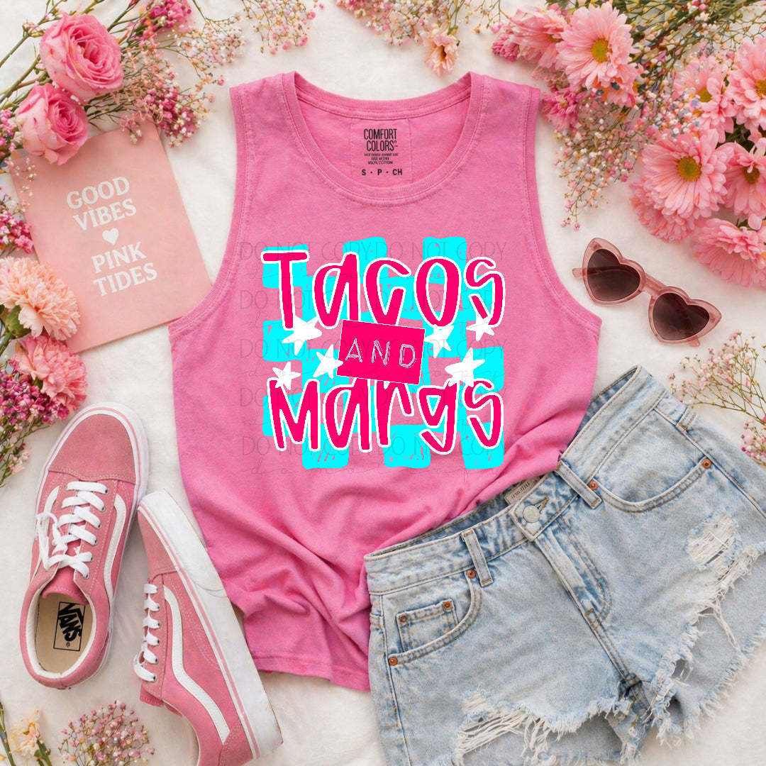 Tacos and margs blue checkered (CMLD) DTF Transfer