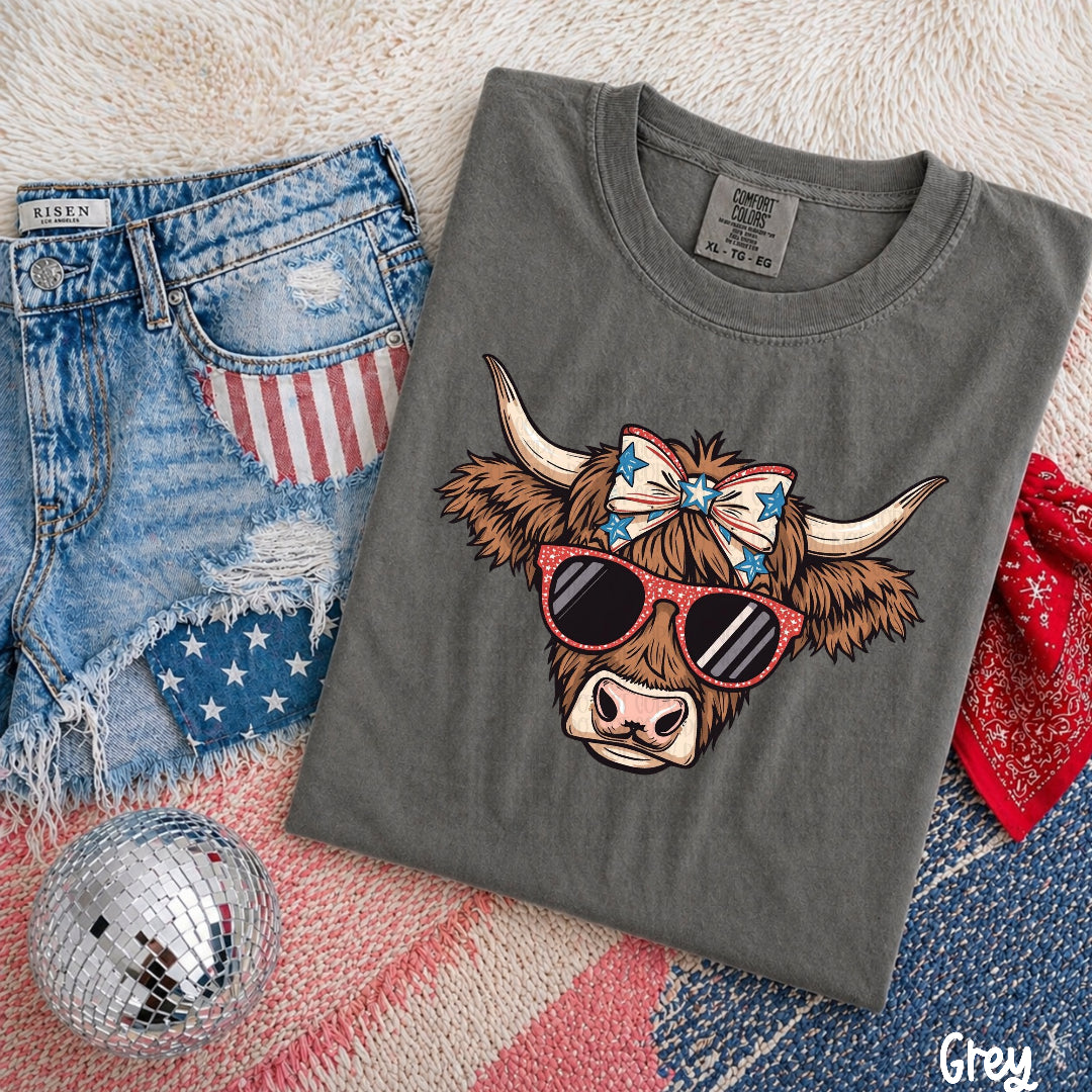 Patriotic highland cow (CSG) DTF Transfer