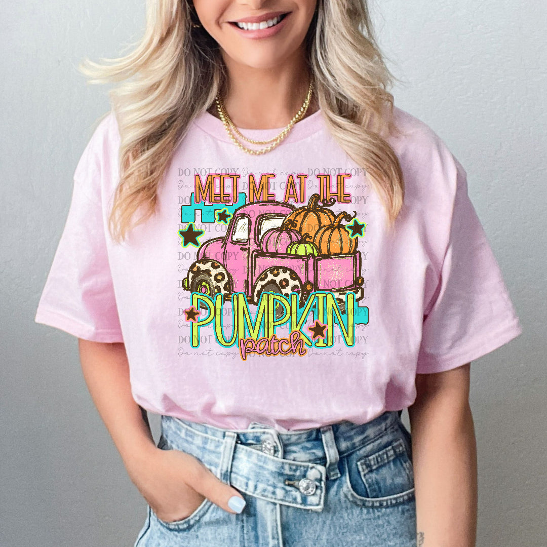 Meet me at the pumpkin patch PINK truck (C's) DTF Transfer
