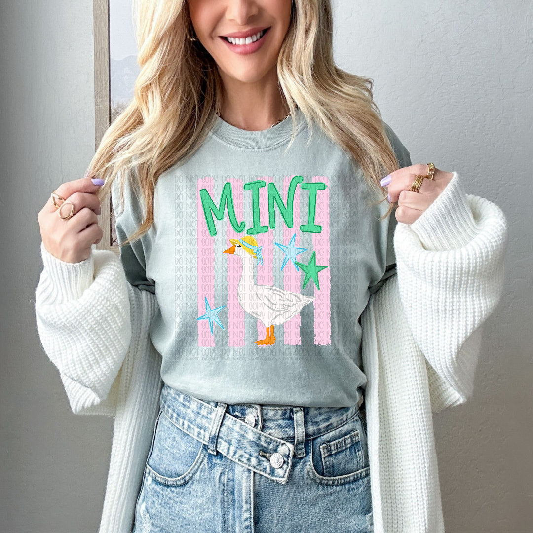 Mini goose pink stripes DTF Transfer