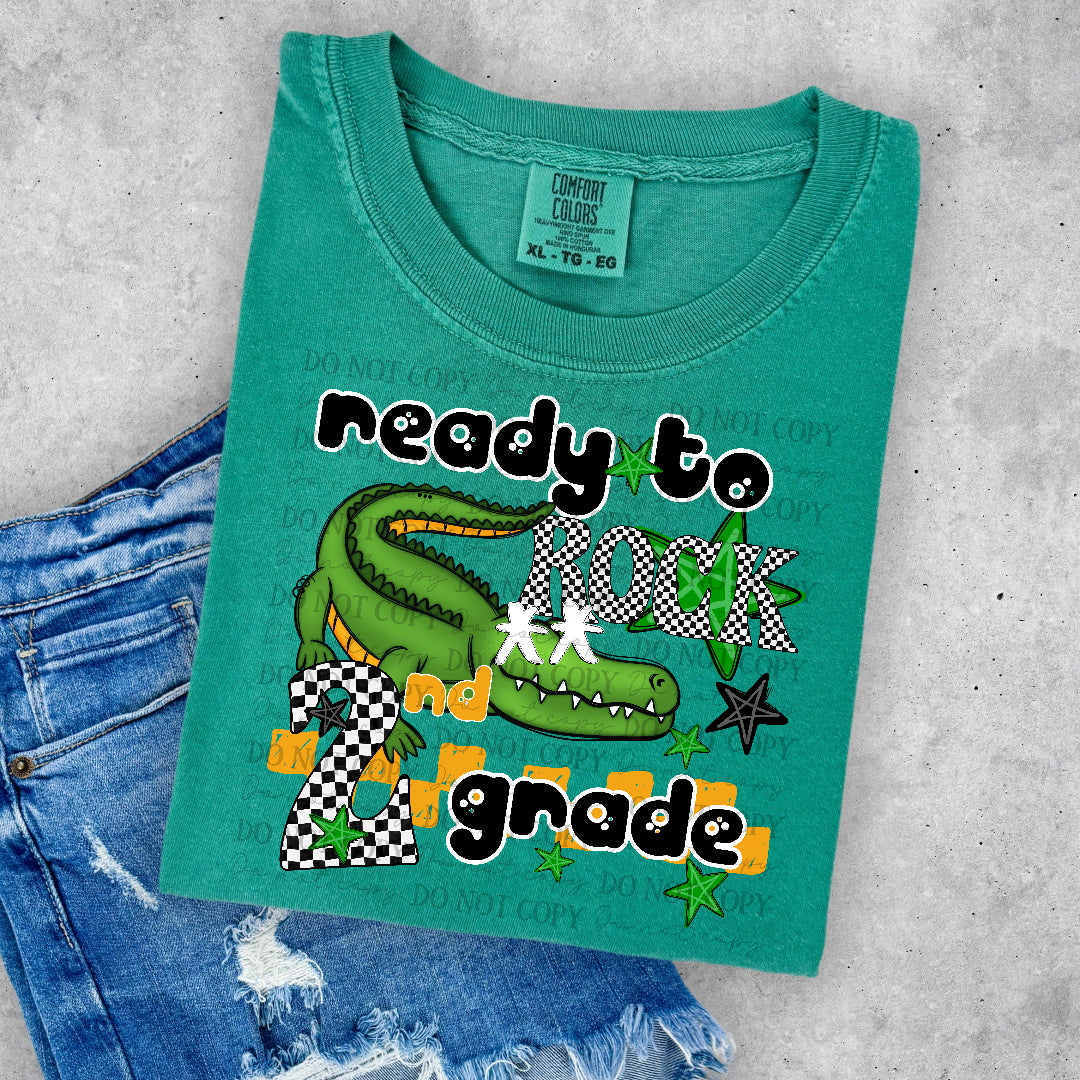 Ready to rock 2nd grade black words (DKD) DTF Transfer