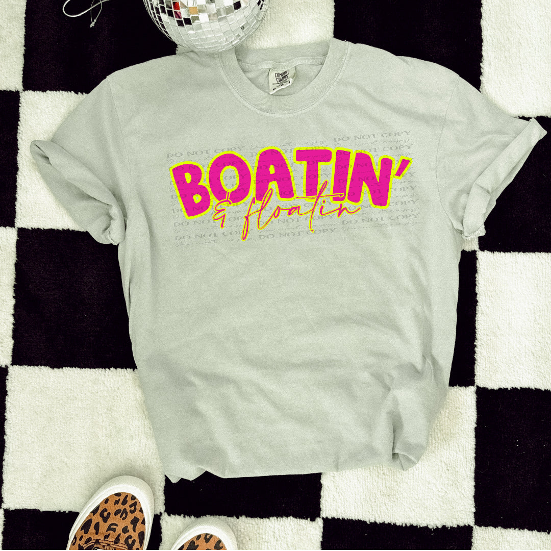 Boatin & floatin arched NEON PINK (Wildflower) DTF Transfer
