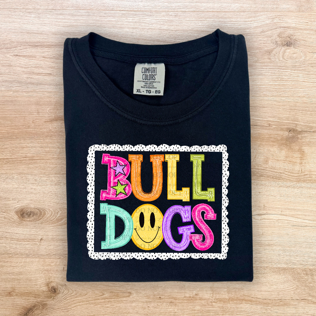 Bulldogs polka dot scalloped frame (Carter)DTF Transfer