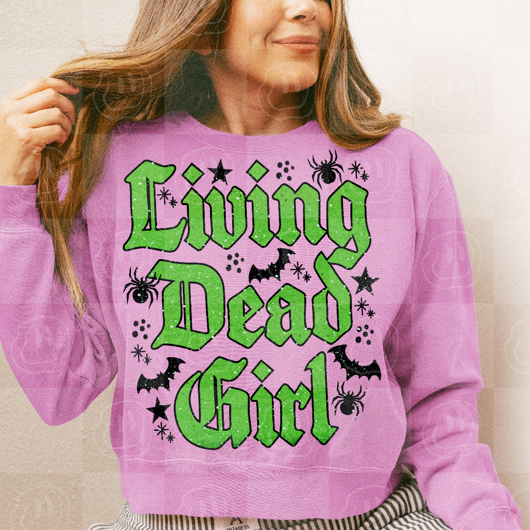 Living dead girl - green words  (unhinged) DTF Transfer