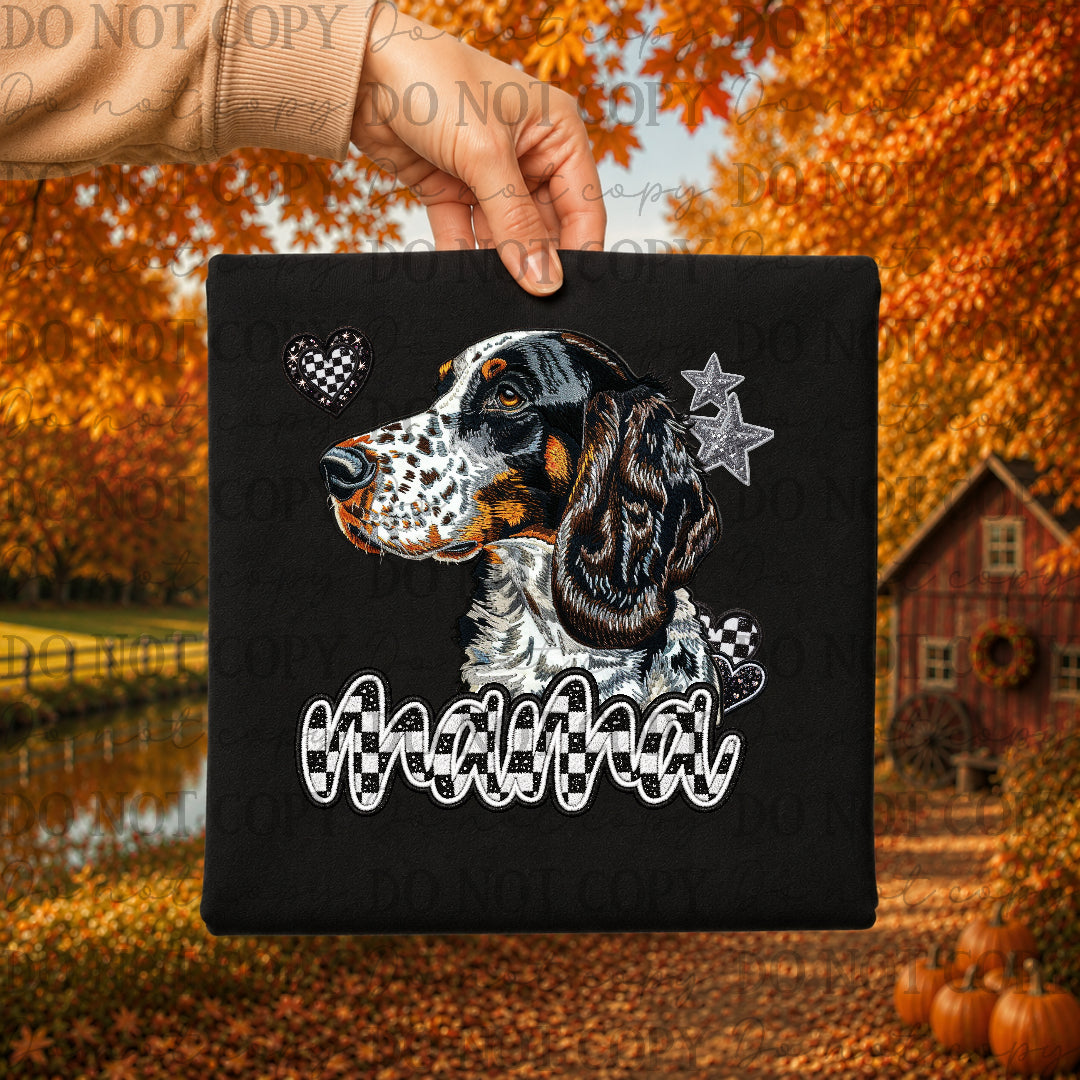 English settler dog mama with checkered and stars (DKDBK) DTF Transfer (Copy)