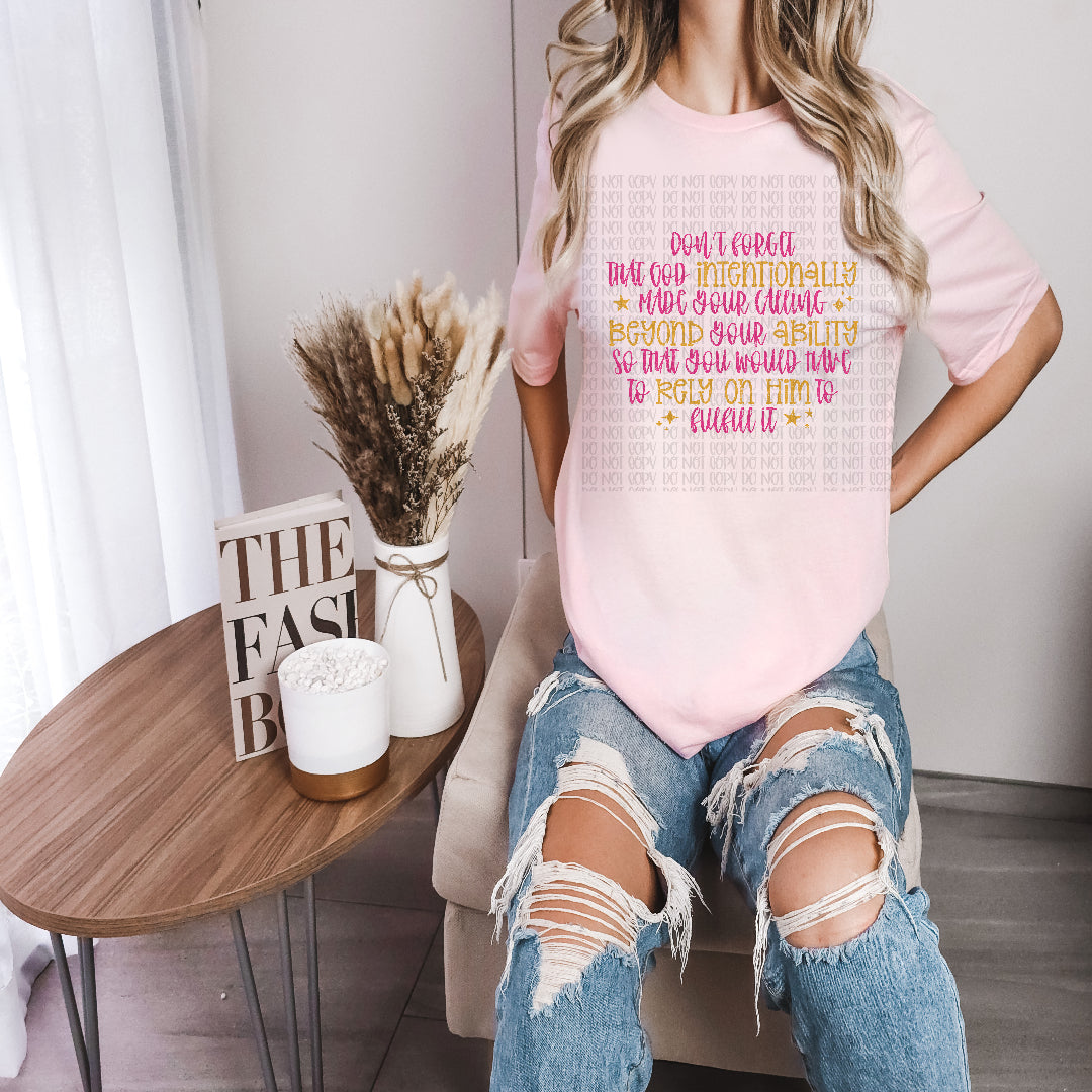 Rely on him to fulfill it PINK and YELLOW (Scarlow) DTF Transfer