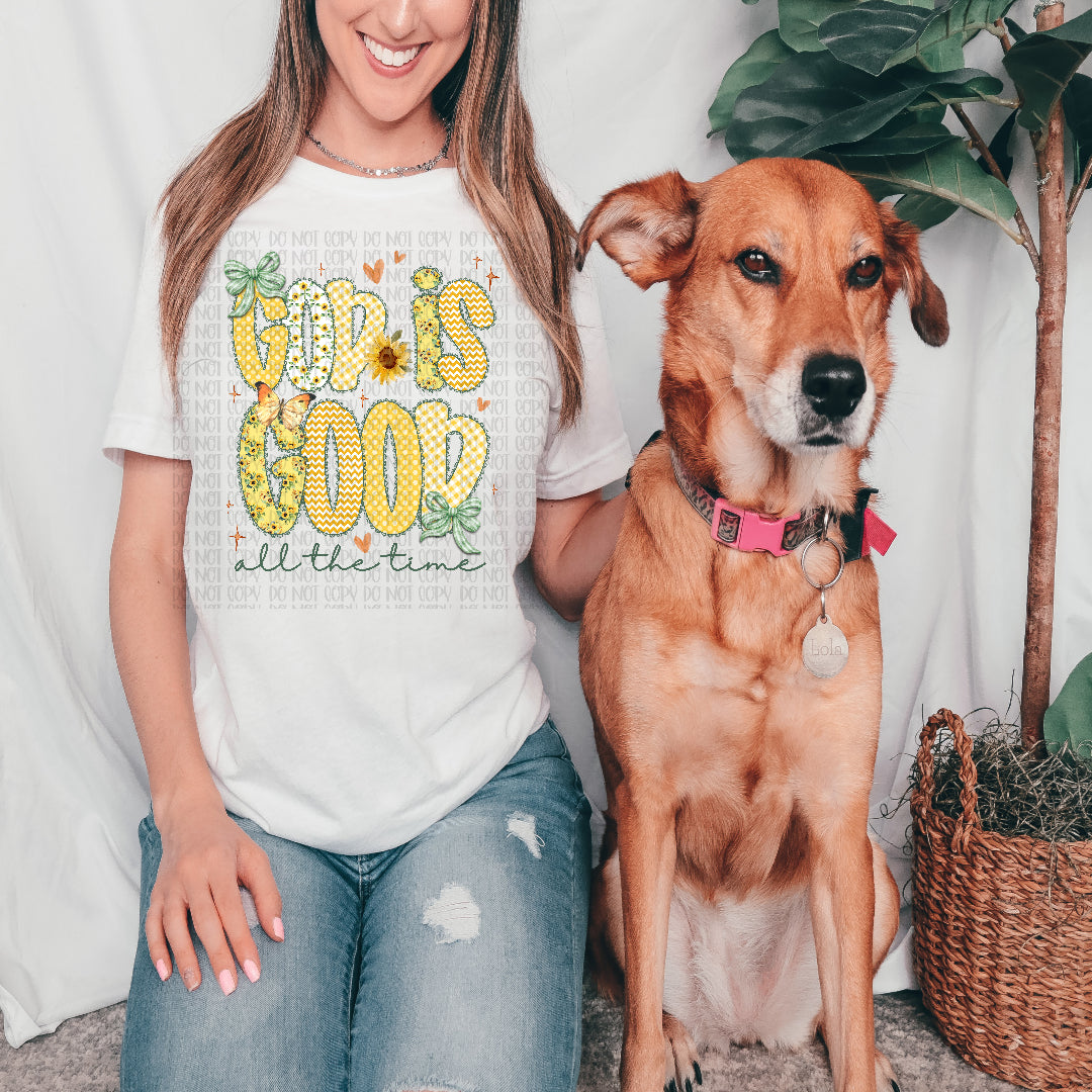 God is good yellow font Sunday Special DTF transfer
